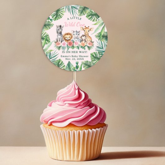 Oerwoud Safari Girl Baby shower in het voordeel va Ronde Sticker