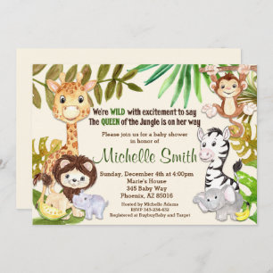 Oerwoud Safari Girl Queen of Oerwoud Baby shower Kaart