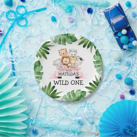 Oerwoud Safari Girl Wild One Birthday Paper Bord (Feest)