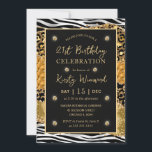 Oerwoud Safari Glitter Agate 21st Birthday Kaart<br><div class="desc">Een prachtige elegante witte,  zwarte en goudglitteragaathouding met zebralijnen,  slangen,  visschubben en luipspikkels</div>