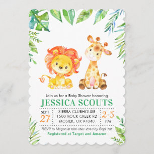 Oerwoud Safari Green Baby Boy Shower Sprinkle Lion Kaart