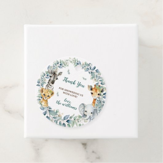 Oerwoud Safari Green Baby shower Dank u Bedankjes Labels (In situ)