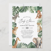 Oerwoud Safari Green Baby shower Kaart (Voorkant)