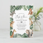 Oerwoud Safari Green Baby shower Kaart (Staand voorkant)