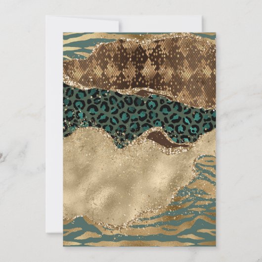 Oerwoud Safari Green Beige Glitter Agate Wedding Kaart (Achterkant)