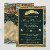 Oerwoud Safari Green Beige Glitter Agate Wedding Kaart (Voorkant / Achterkant)