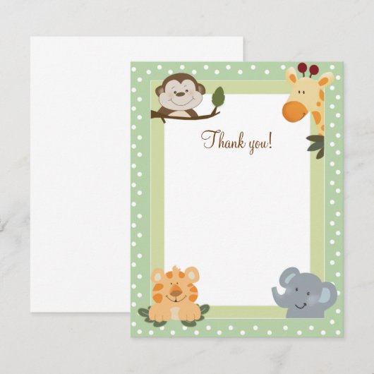 Oerwoud Safari Green Flat Hartelijk dank Notitiekaartje (Voorkant / Achterkant)