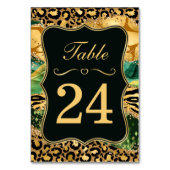 Oerwoud Safari Green Glitter Wedding Table Number Kaart (Achterkant)