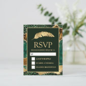Oerwoud Safari Green Gold Glitter Agate Wedding RSVP Kaartje (Staand voorkant)