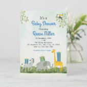 Oerwoud Safari Greenery Baby shower Kaart (Staand voorkant)