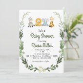 Oerwoud Safari Greenery Baby shower Kaart (Staand voorkant)