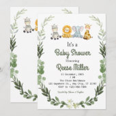 Oerwoud Safari Greenery Baby shower Kaart (Voorkant / Achterkant)