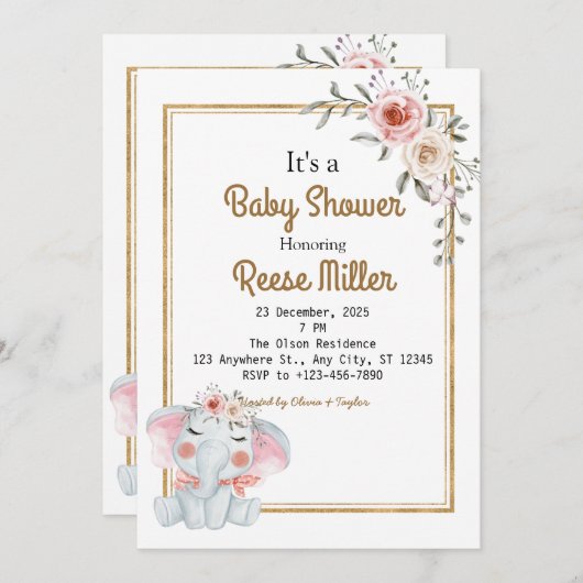 Oerwoud Safari Greenery Baby shower Kaart (Voorkant / Achterkant)