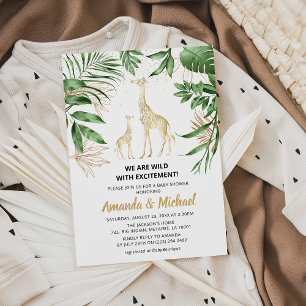 Oerwoud Safari Greenery & Gold Baby shower Kaart