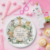 Oerwoud Safari Greenery Wilde Dieren Birthday Favo Papieren Bordje (Feest)