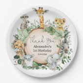 Oerwoud Safari Greenery Wilde Dieren Birthday Favo Papieren Bordje (Voorkant)