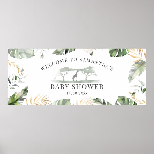 Oerwoud Safari groen rustiek Baby shower Poster (Voorkant)