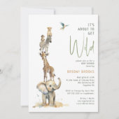 Oerwoud Safari "Het is bijna wild" Baby shower Kaart (Voorkant)