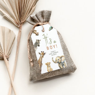 Oerwoud Safari Het is een Boy Baby shower Bedankt Cadeaulabel