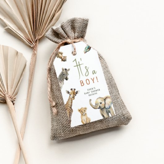 Oerwoud Safari Het is een Boy Baby shower Bedankt Cadeaulabel