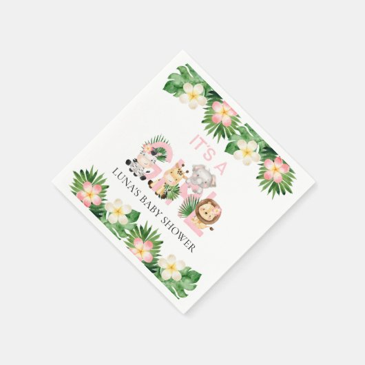Oerwoud Safari Het is een meisje Baby shower Servet (Hoek)