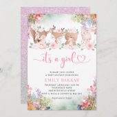 Oerwoud Safari Het is een meisje Boho roze Baby sh Kaart (Voorkant / Achterkant)