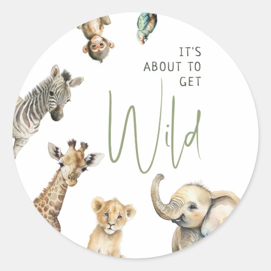 Oerwoud Safari Het staat op het punt om wild Baby  Ronde Sticker (Voorkant)