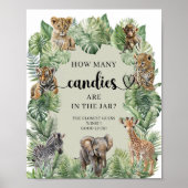 Oerwoud Safari Hoeveel Snoepjes zitten er in het p Poster (Voorkant)