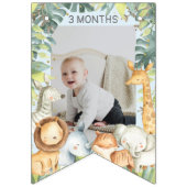 Oerwoud safari jongen 1 verjaardag blauwe foto vlaggetjes (Tweede vlag)