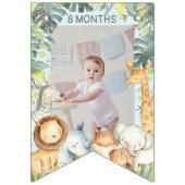 Oerwoud safari jongen 1 verjaardag blauwe foto vlaggetjes (Derde vlag)