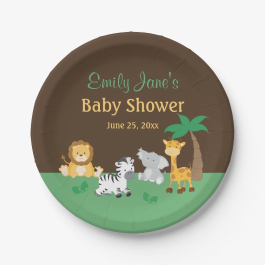 Oerwoud Safari Jongen Baby shower Papier Bord (Voorkant)