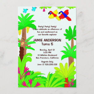 Oerwoud Safari Kind Birthday Party Invitation Kaart
