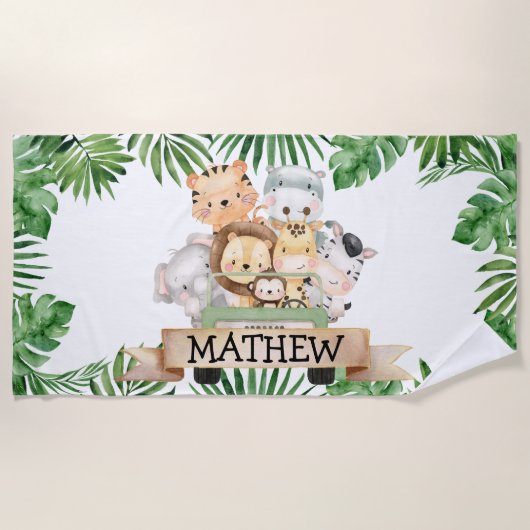 Oerwoud Safari Kinder Beach Towel Strandlaken (Voorkant)