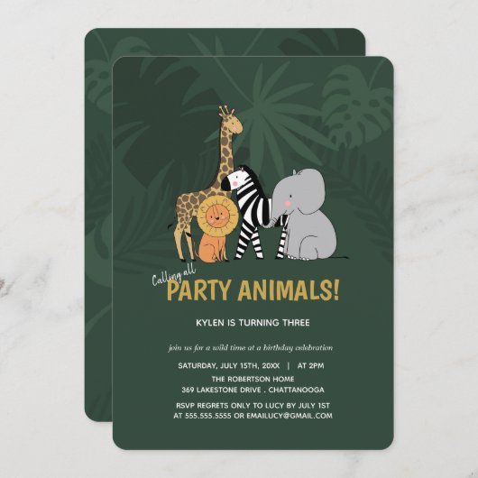 Oerwoud Safari-kinderen van afgelopen dag Kaart (Voorkant / Achterkant)