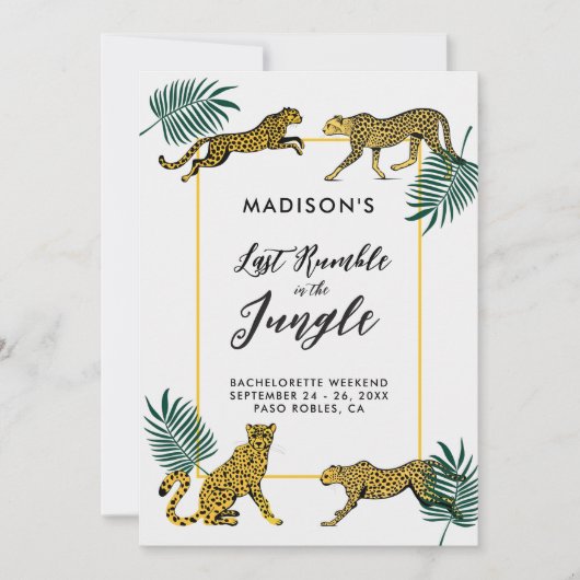 Oerwoud Safari Leaf Cheetah Bachelorette Routebesc Kaart (Voorkant)