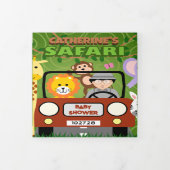 Oerwoud Safari Leuke Dieren Wild Een Baby shower Drieluik Uitnodiging (Cover)