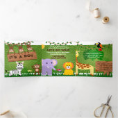 Oerwoud Safari Leuke Dieren Wild Een Baby shower Drieluik Uitnodiging (Binnen)