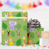 Oerwoud Safari Leuke Wilde Dier Kinderen Cadeaupapier