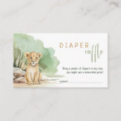 Oerwoud Safari Lion Baby shower Luier Raffle Informatiekaartje (Voorkant)