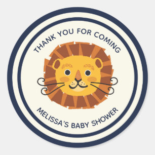 Oerwoud Safari Lion Boy Baby shower Bedankt Ronde Sticker