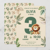 Oerwoud Safari Lion en laat verjaardagsuitnodiging Kaart (Voorkant / Achterkant)