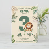 Oerwoud Safari Lion en laat verjaardagsuitnodiging Kaart (Staand voorkant)