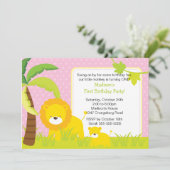 Oerwoud Safari Lions Birthday Party Invitation Kaart (Staand voorkant)