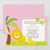 Oerwoud Safari Lions Birthday Party Invitation Kaart (Voorkant / Achterkant)