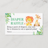 Oerwoud Safari Luier Raffle Ticket Baby shower Boy Informatiekaartje (Voorkant)