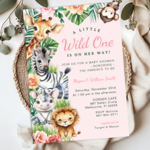 Oerwoud Safari Meisje Baby shower Koppels Kaart