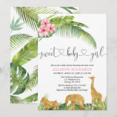 Oerwoud safari meisje roze hibiscus palmbladeren kaart (Voorkant / Achterkant)