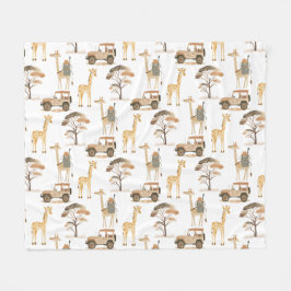 Oerwoud Safari met Giraffes Kwekerij Patroon Kinde Fleece Deken