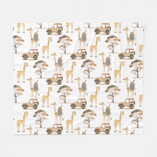 Oerwoud Safari met Giraffes Kwekerij Patroon Kinde Fleece Deken (Voorkant (Horizontaal))