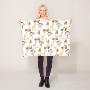 Oerwoud Safari met Giraffes Kwekerij Patroon Kinde Fleece Deken